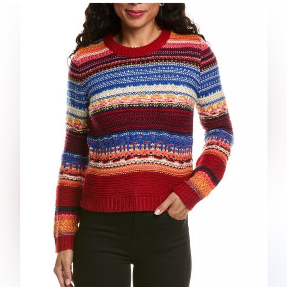 NWT-Allison New York Tamar Vibrant Striped Crew Neck Sweater, Small